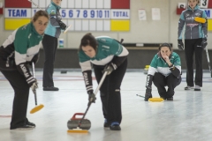 Heather Strong team at Bally Hally CashSpiel on Sunday. Photo by Greg Locke / Stray Light Media