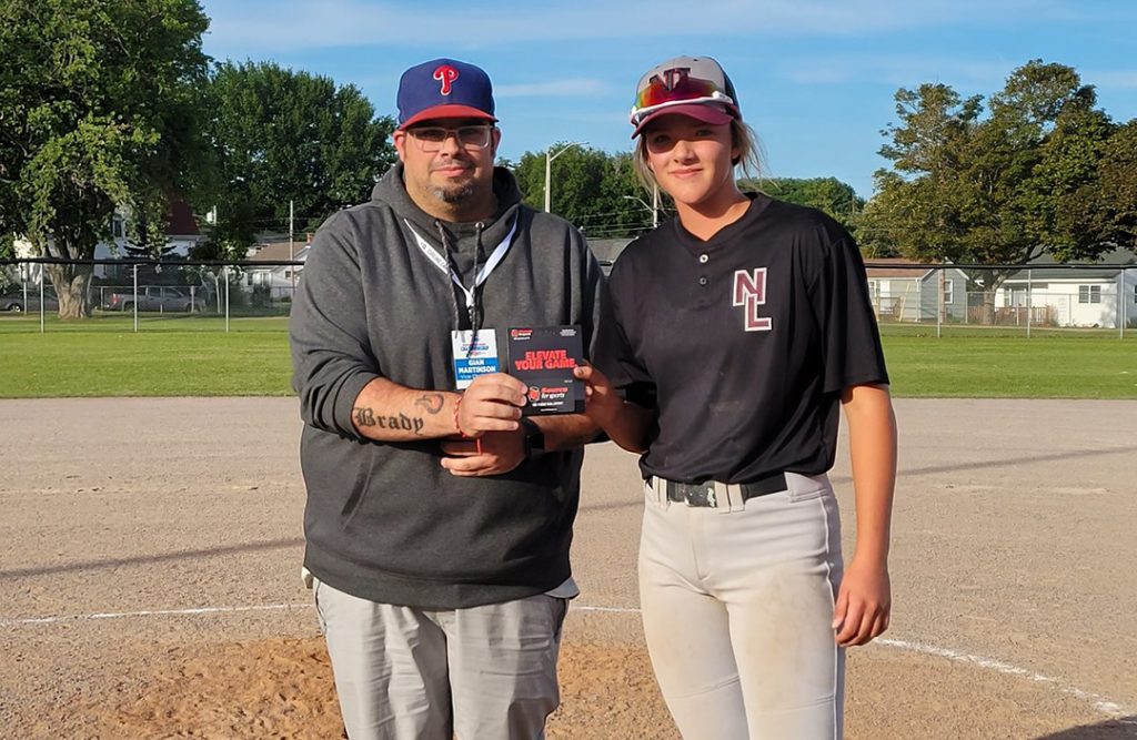 Jaida Lee of Team NL wins Player of The Game today at Atlantic Challenge U16 baseball in Summerside PEI. 