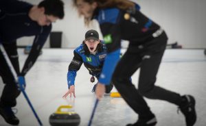 Sean O'Leary of Team TD bank / Rising Edge gets their first win in Remax Super League Curling last night in St John's. Photo by Greg Locke / Stray Light Media, Inc