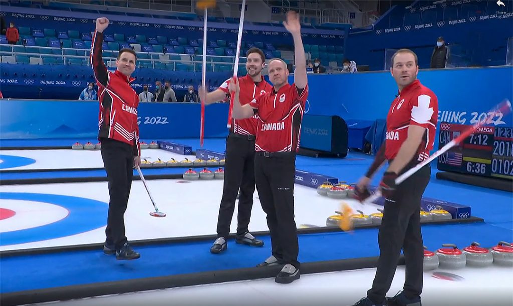 Team Canada Curling – Brad Gushue, Skip, Brett Gallant, Second, Marc Kennedy, Fifth. and Geoff Walker, Lead.