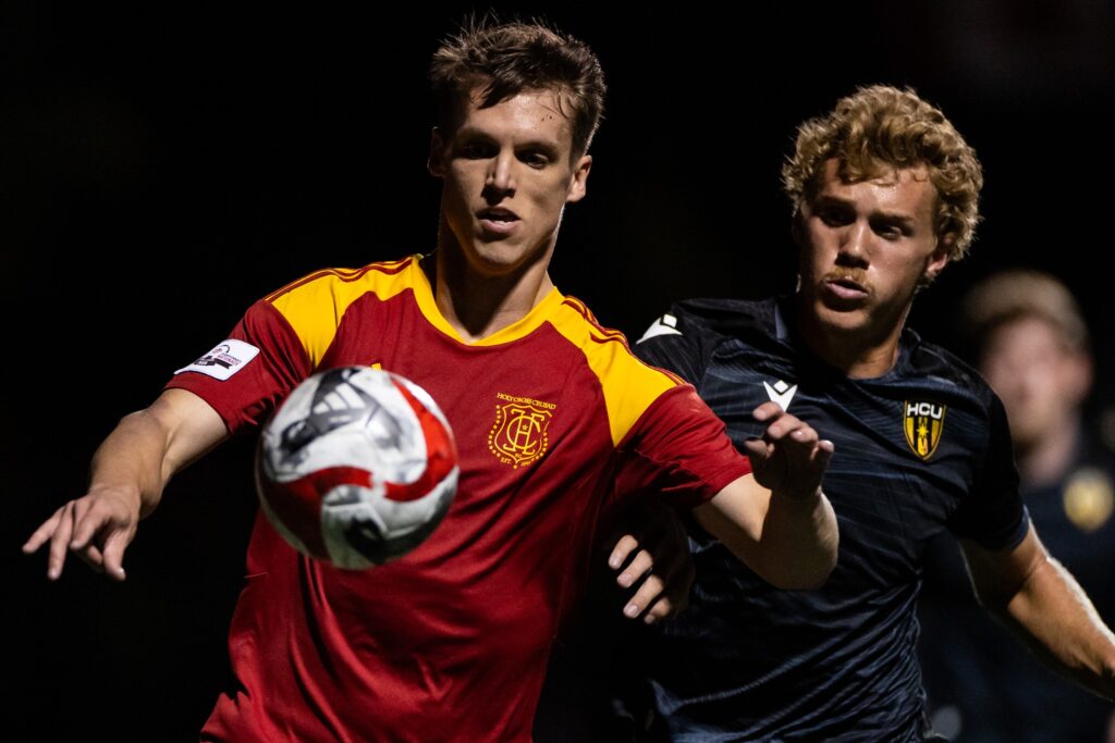 Holy Cross St Johns vs Halifax County United at Canadian Soccer Championships in St John’s, Newfoundland October  12, 2025.. Photo by Trevor Wragg © 2025
