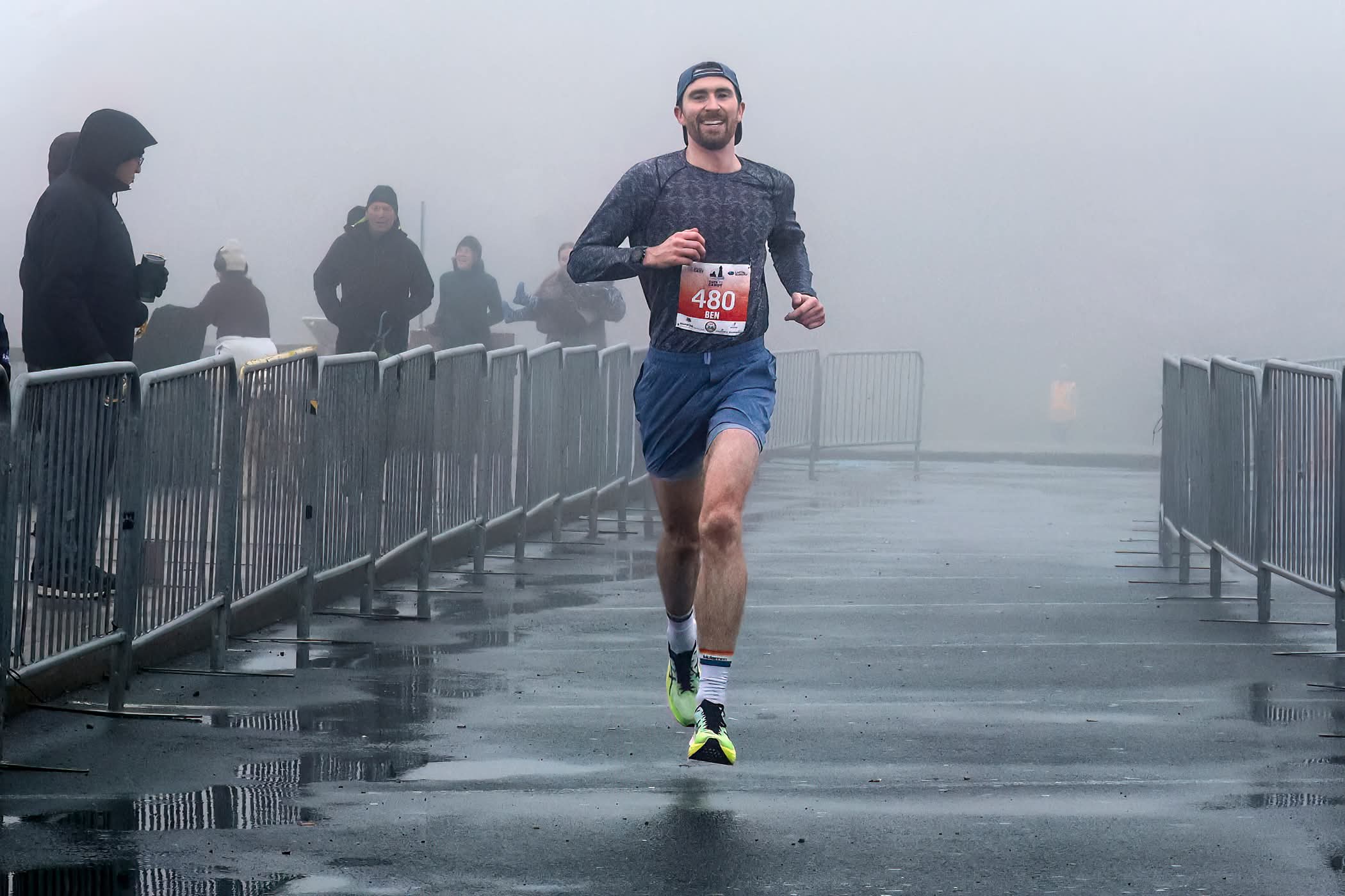 Ben Collingwod winning the 2025 Capital Subaru Cape to Cabot 20km road race in St John's October 19, 2025.. Photo by Alick Tsui.